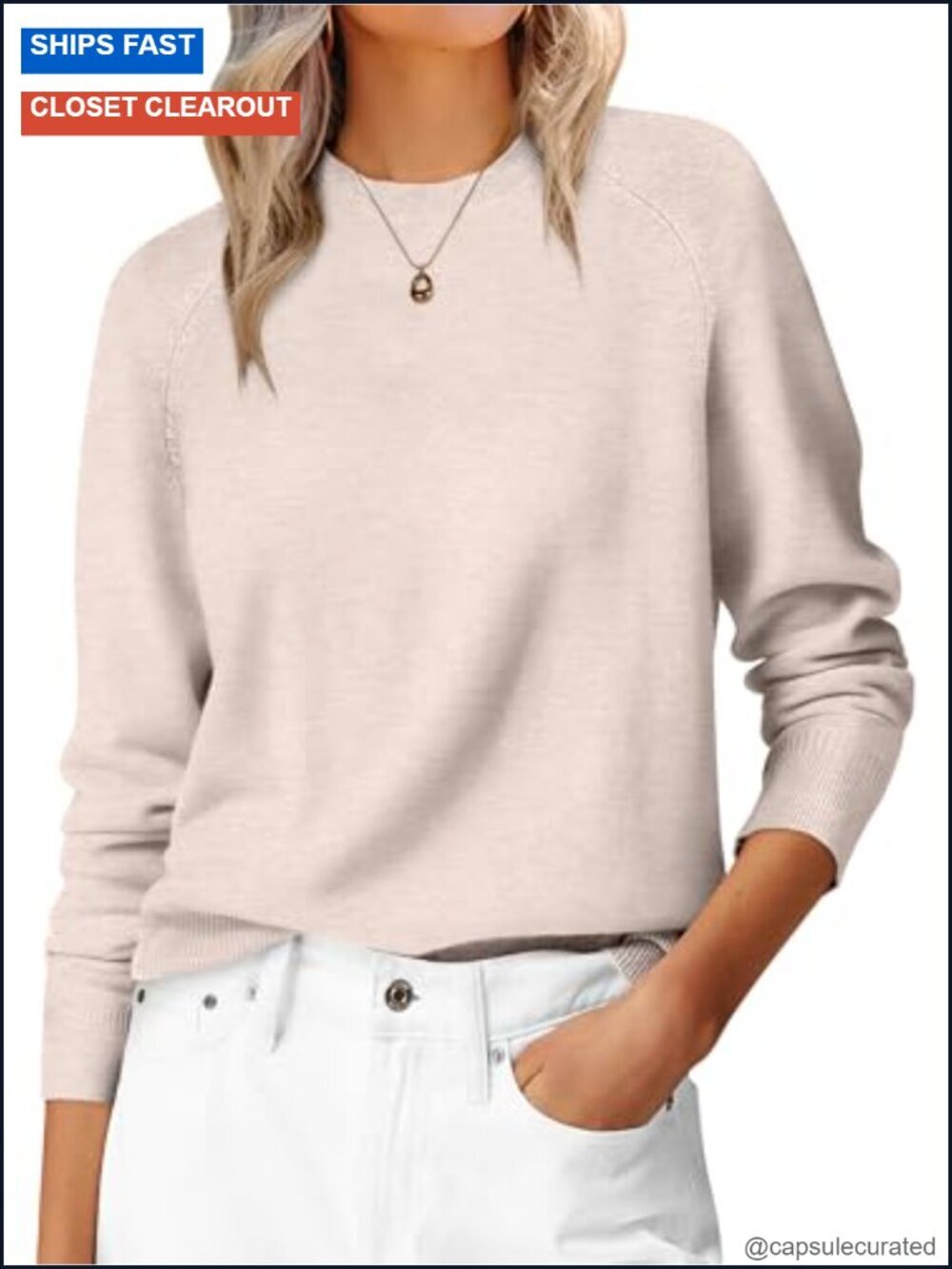 Long Sleeve Crewneck Pullover Sweater, Lightweight Knit Top